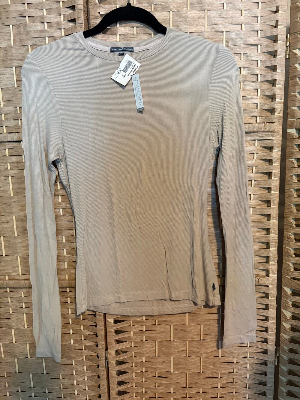 NWT James Perse Standard Women's LG(3) Sand Ribbed Long Sleeve T Shirt